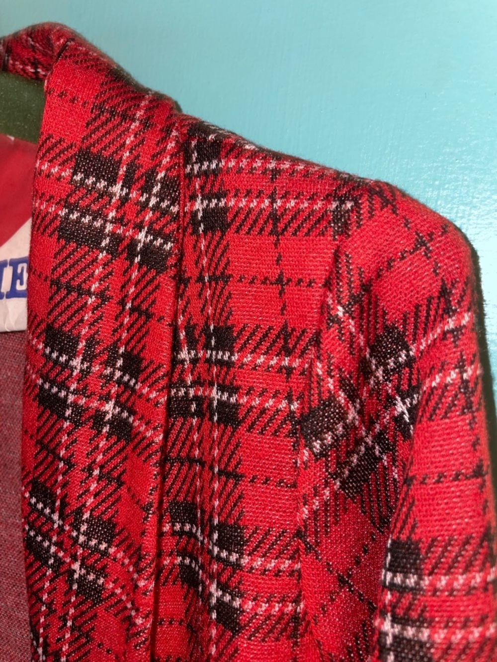 TOP Moda Red Plaid Open-Front Blazer - Picture 3 of 8